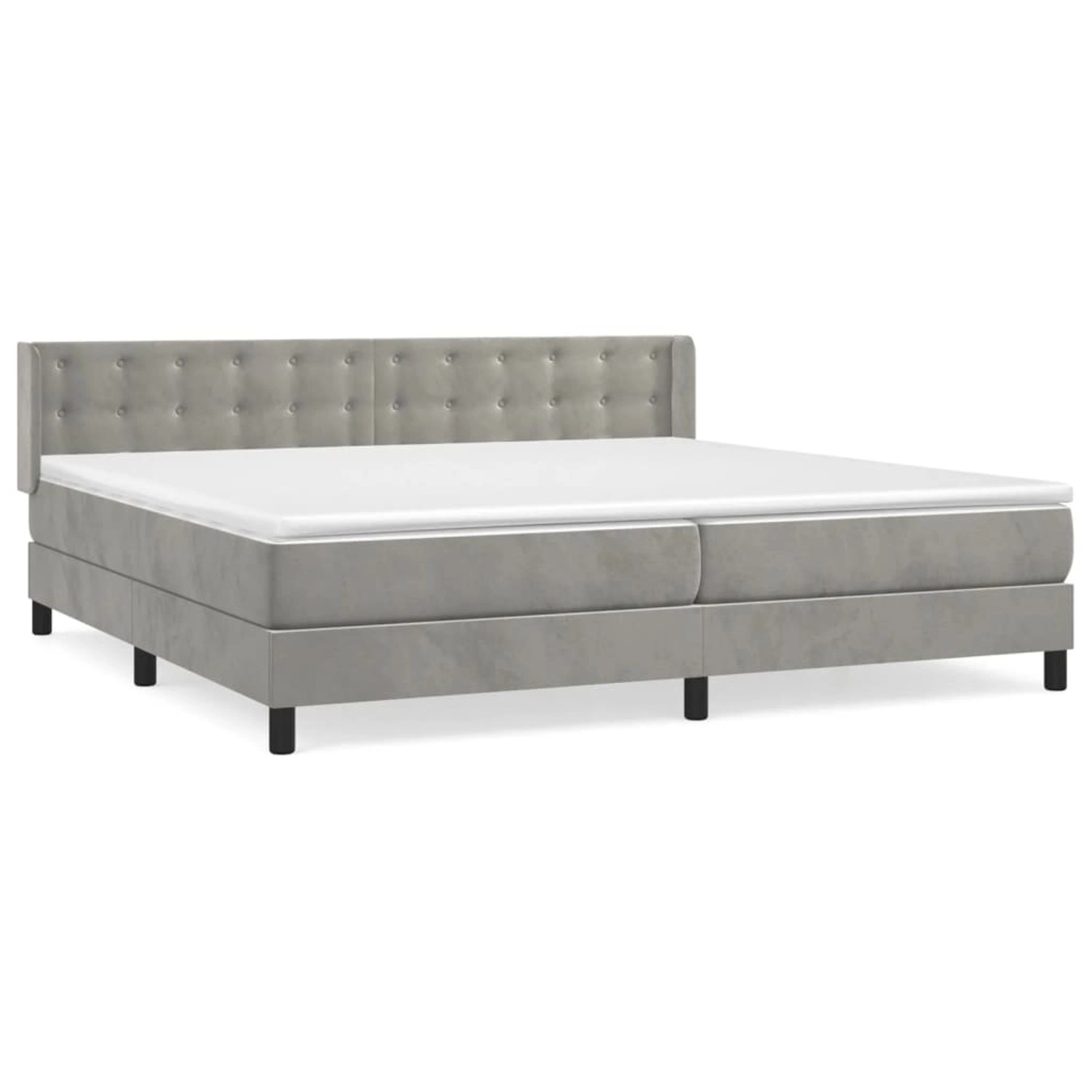 vidaXL Boxspringbett Boxspringbett mit Matratze Hellgrau 200x200 cm Samt Be günstig online kaufen