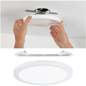 Paulmann Cover-it LED-Einbaupanel, weiß, rund, 330mm, Montage und Detailansicht.