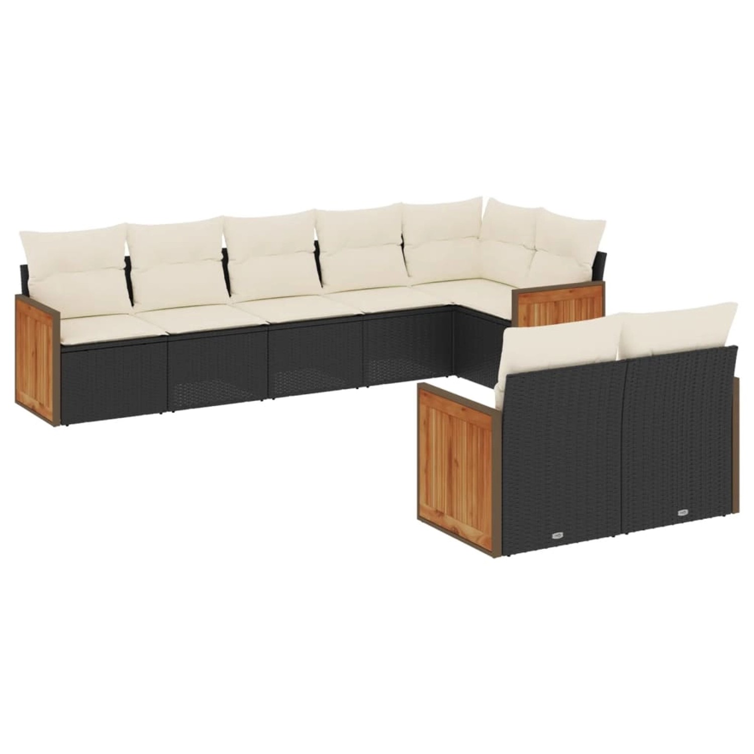 vidaXL 8-Tlg Garten-Sofagarnitur mit Kissen Schwarz Poly Rattan 3260229