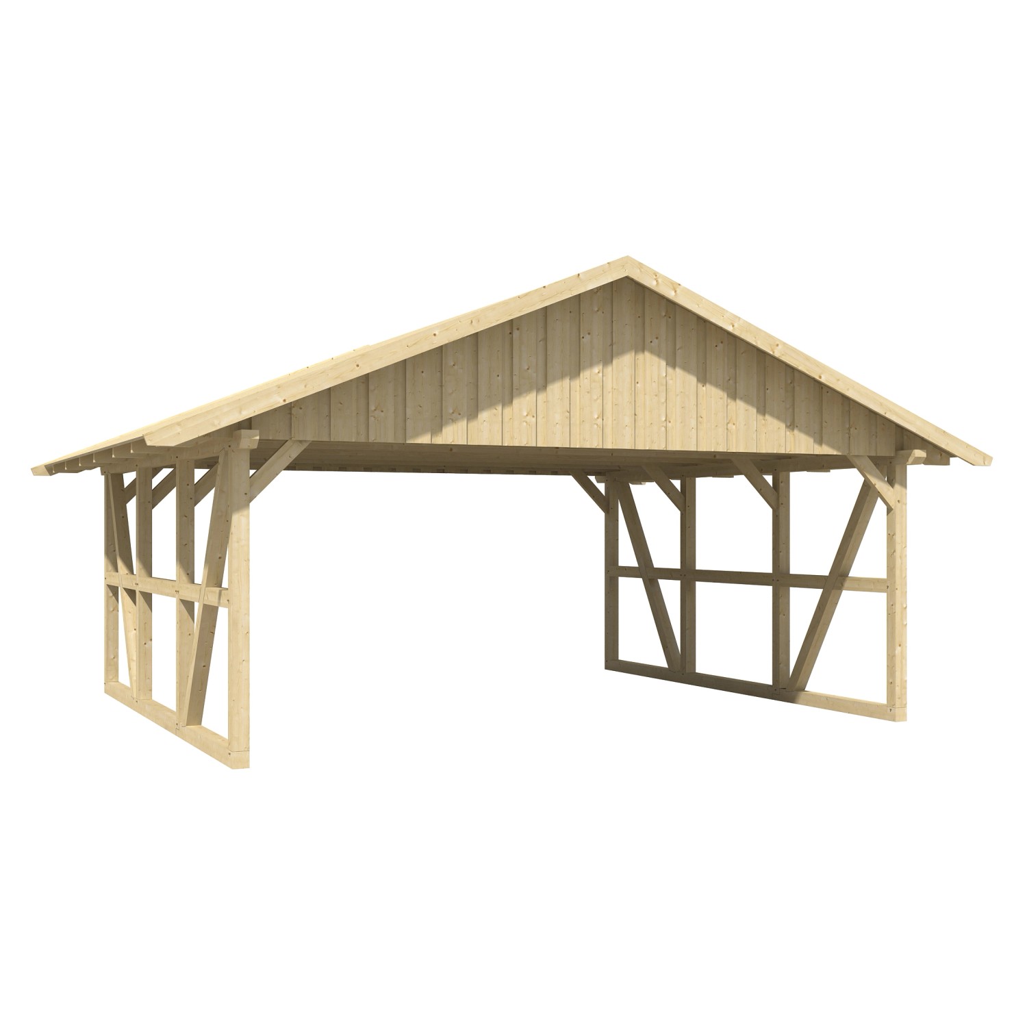 Skan Holz Carport Schwarzwald mit Dachschalung 684 x 600 cm Natur günstig online kaufen