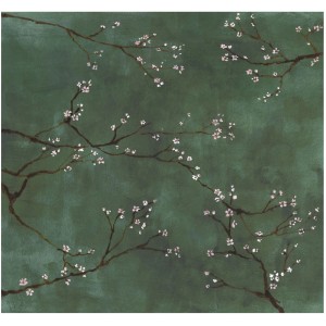 Art for the Home Fototapete mit Kirschblüten auf grünem Hintergrund, 280x300 cm.