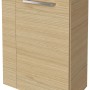 Fackelmann Waschbeckenunterschrank SBC Sandeiche, 44 cm breit, mit einer Tür und einem silberfarbenen Griff.