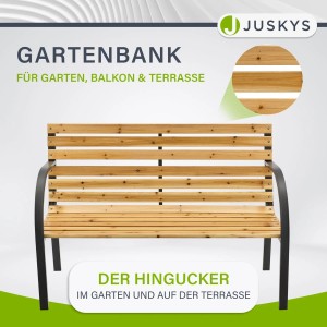 Juskys Gartenbank Modena, 2-Sitzer aus Holz und Stahl für Garten, Balkon oder Terrasse.