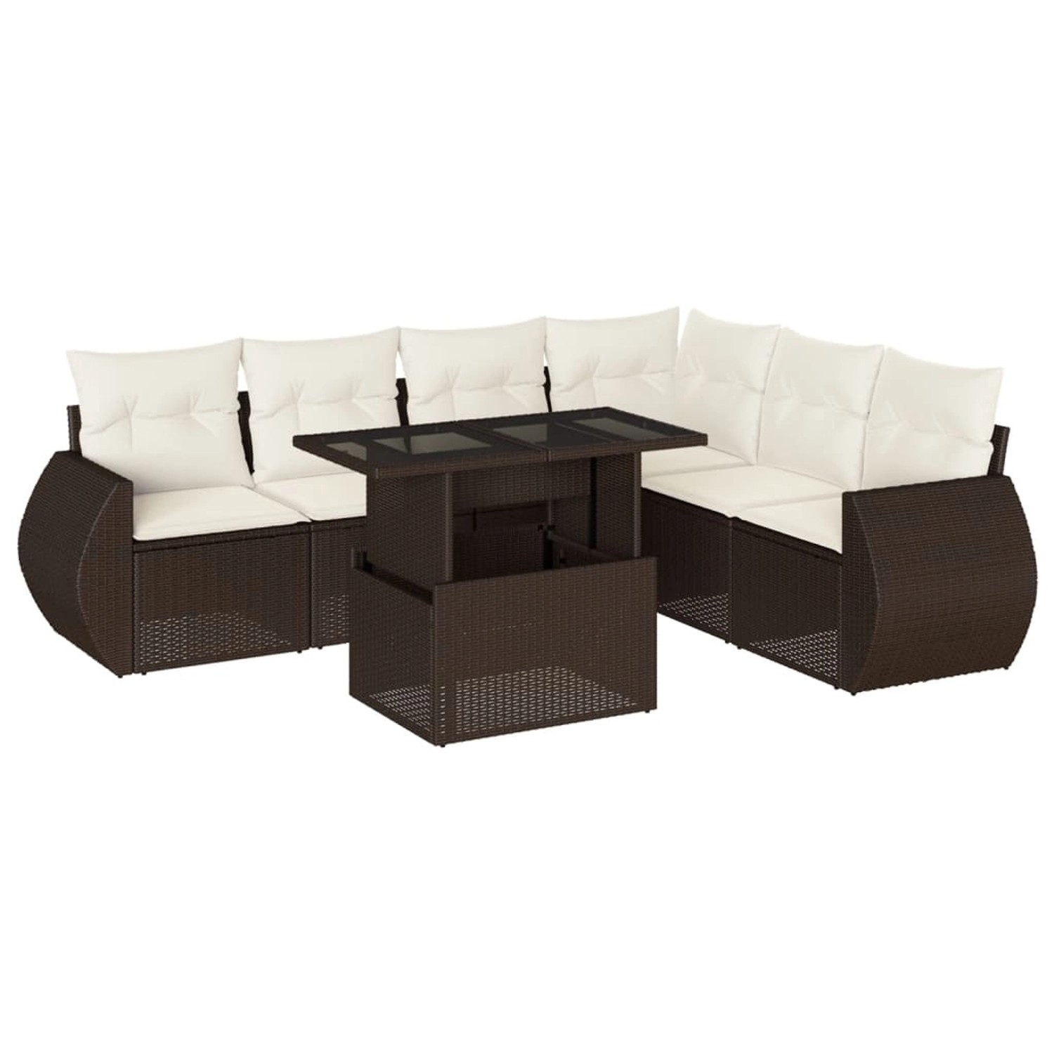 vidaXL 7-Tlg Garten-Sofagarnitur mit Kissen Braun Poly Rattan 3268563 günstig online kaufen