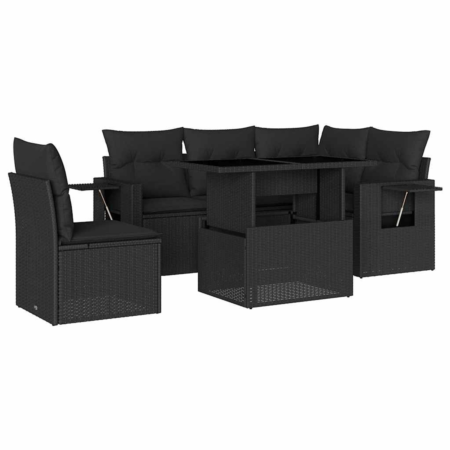 vidaXL 6-Tlg Garten-Sofagarnitur mit Kissen Schwarz Poly Rattan 3267905 günstig online kaufen