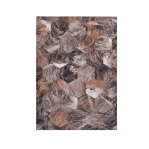 Peyer Syntex Flachgewebe Teppich in Tierfelloptik Patchwork Farbe Braun-Beige 60 x 110 cm