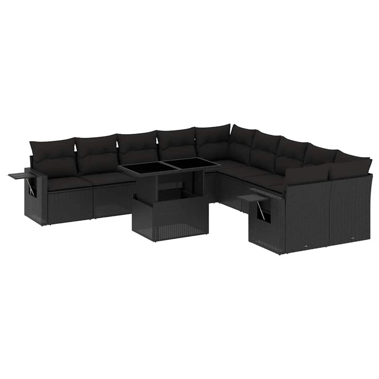 vidaXL 11-Tlg Garten-Sofagarnitur mit Kissen Schwarz Poly Rattan 3268165 günstig online kaufen