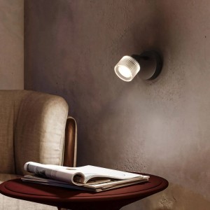 Schwarzer Philips LED-Spot Horen an Wand, mit strukturiertem Glas, schwenkbar. Moderne Wand- & Deckenleuchte.