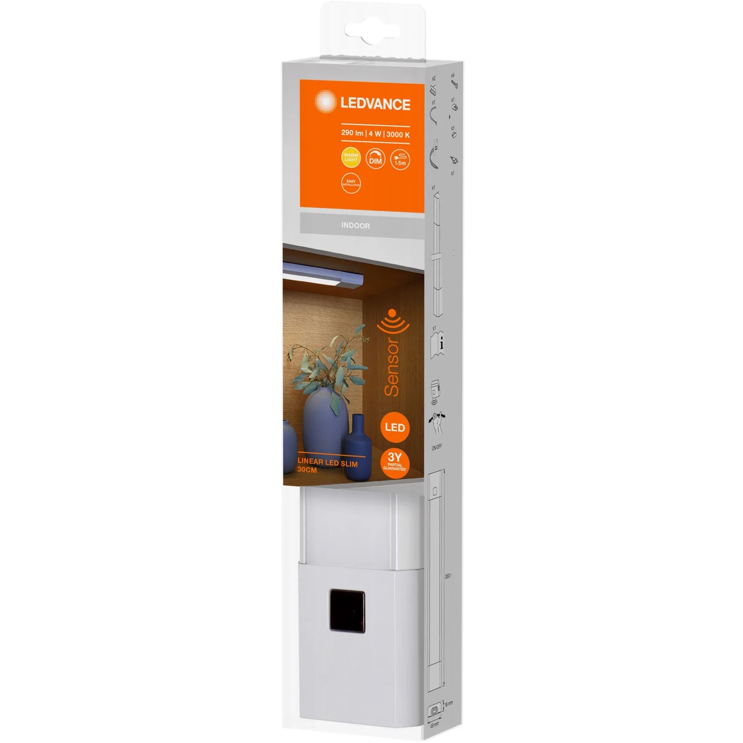 Verpackung der Ledvance LED-Unterbauleuchte Linear Slim 30 cm mit Infrarot-Sensor.