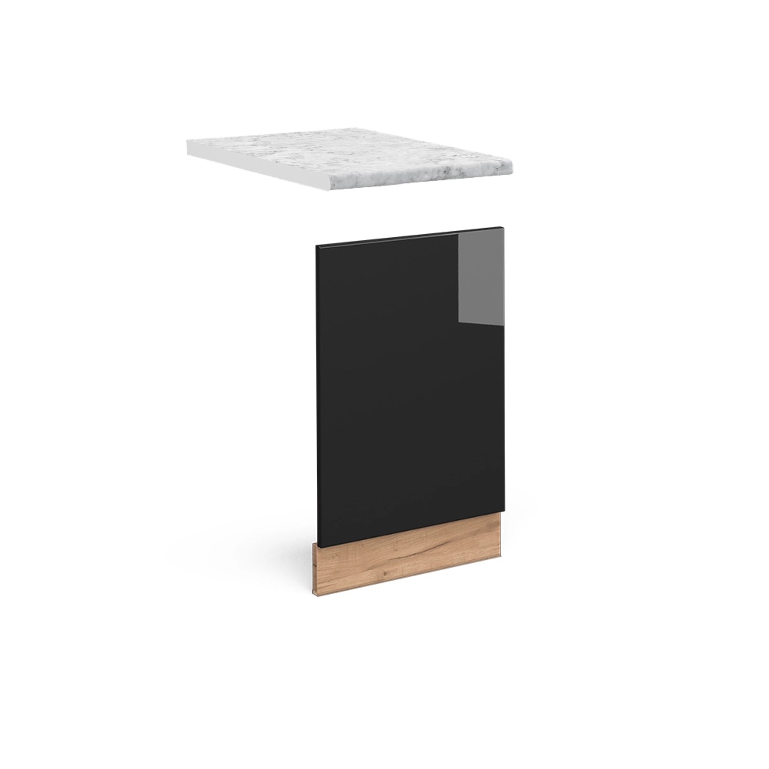 Vicco Frontblende Fame-Line Schwarz Eiche hochglanz/Goldkraft Eiche 45 cm AP Marmor