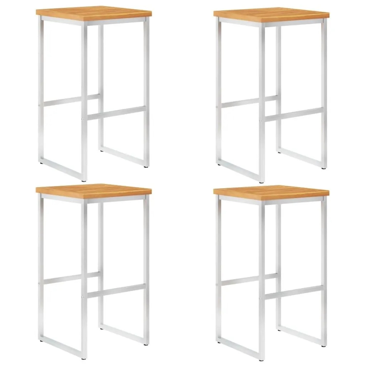 vidaXL Barhocker 4 Stk Massivholz Akazie und Edelstahl 46507
