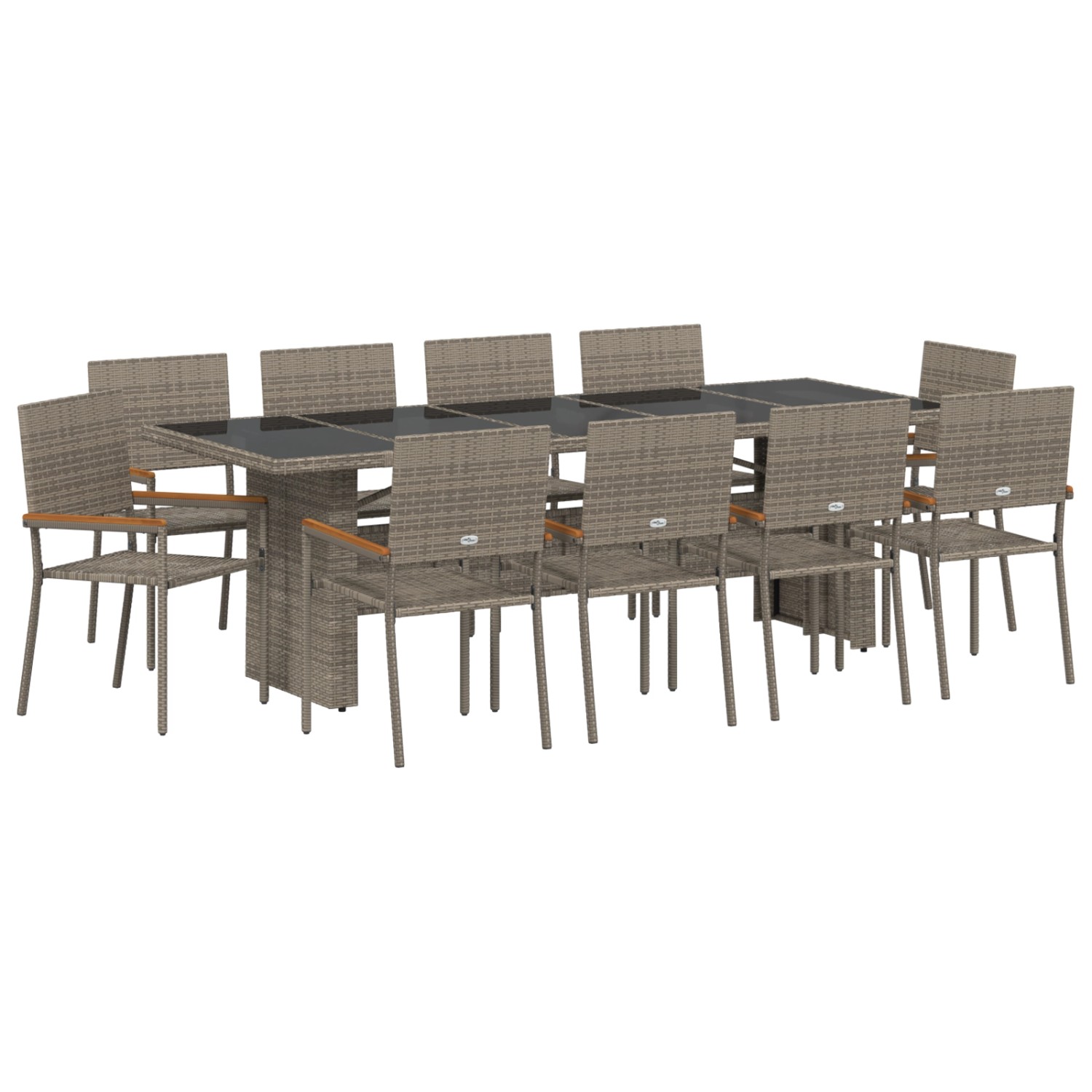 vidaXL Garten Essgruppe 11-Tlg Grau Poly Rattan 3365418 günstig online kaufen