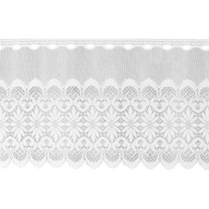 Weiße Arsvita Bistrogardine Ida mit Jacquard-Muster und Stangendurchzug, 160x45 cm. Fenstervorhang.