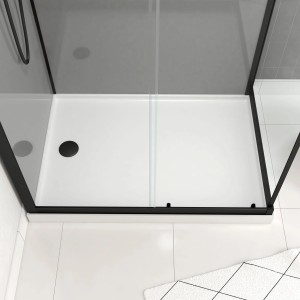 Aurlane Komplettdusche Grey Touch, 110x80x215 cm, mit grauen Glasrückwänden und weißer Duschwanne.