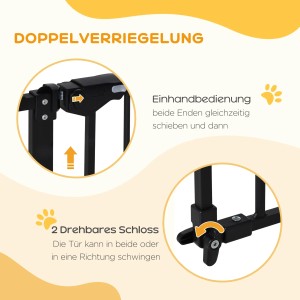Detailaufnahme: PawHut Türschutzgitter mit Doppelverriegelung und Einhandbedienung.