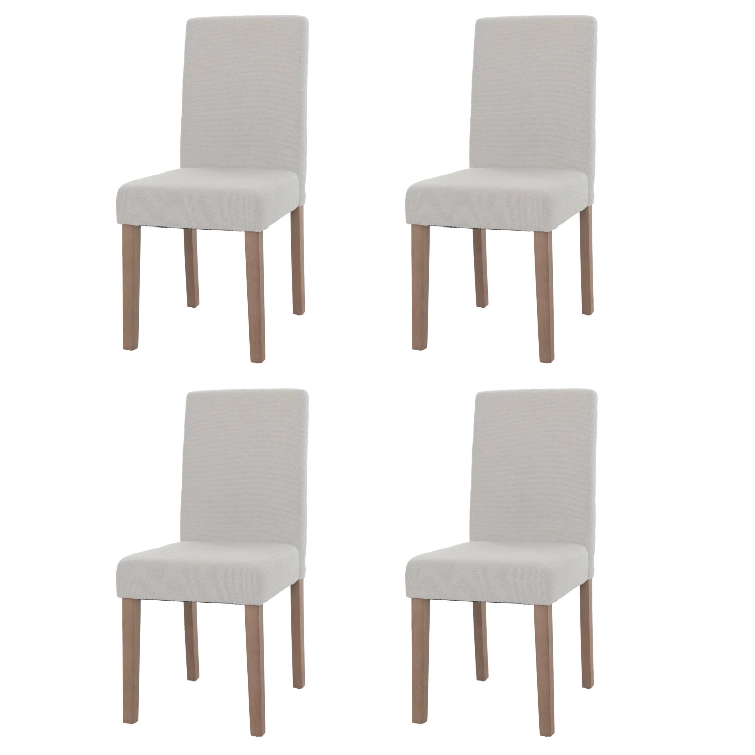 MCW Esszimmerstuhl Littau Boucle 4er-Set Creme Naturfarbene Beine günstig online kaufen