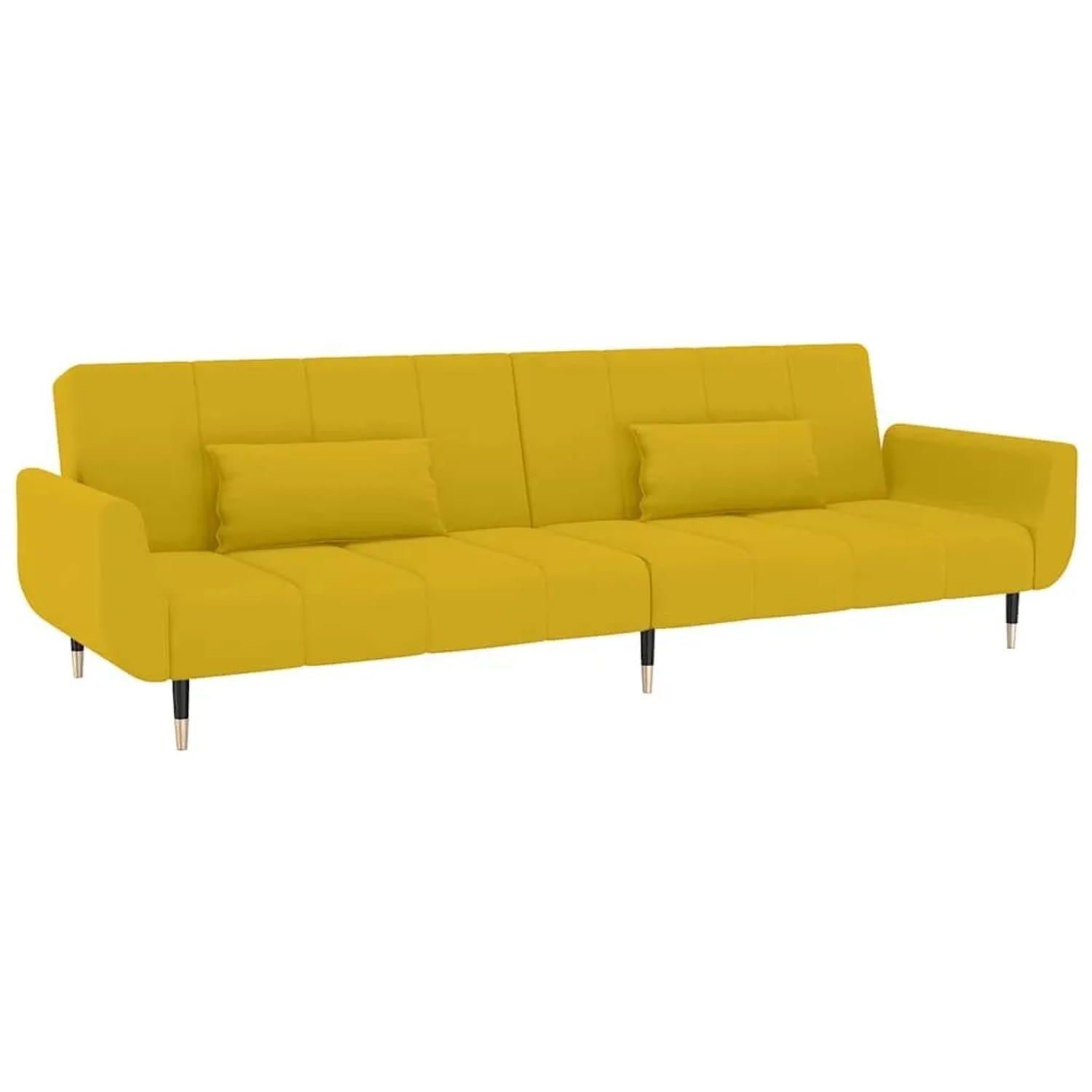 vidaXL Schlafsofa 2-Sitzer mit 2 Kissen Gelb Samt 337589