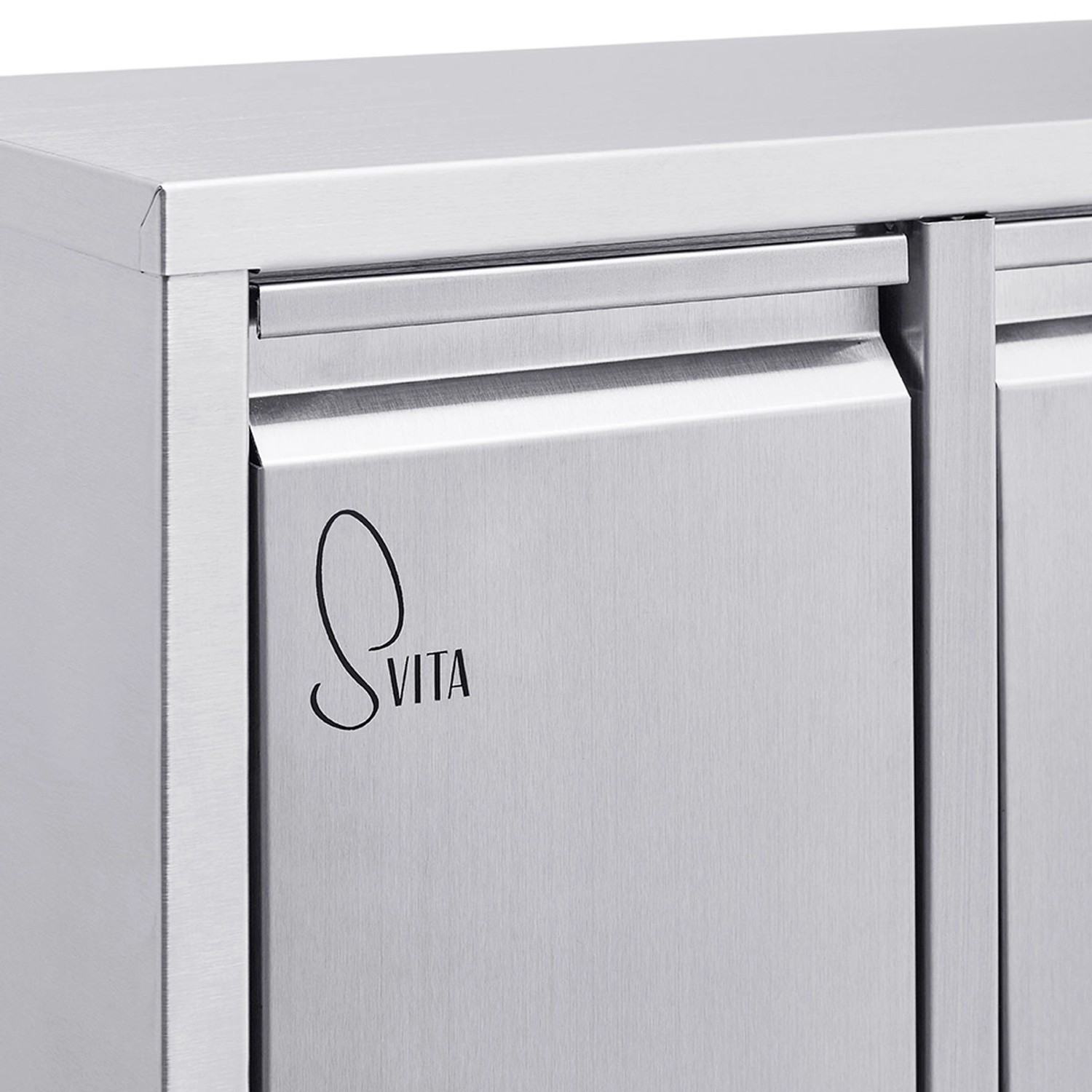 Detailansicht: Svita H3X8 Mülleimer zur Wandbefestigung, Edelstahl, 3 Fächer.