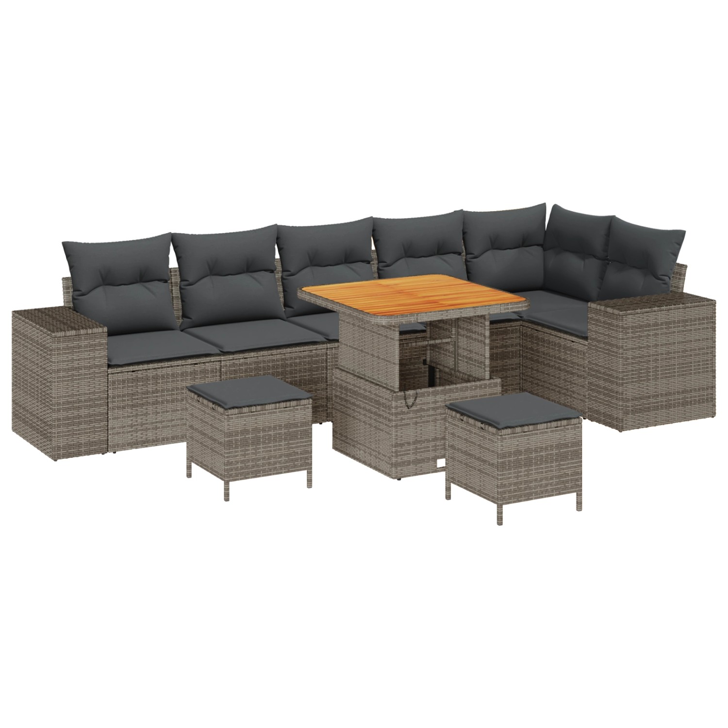 vidaXL Garten-Sofa-Set 9-Tlg Grau Poly Rattan 3362023 günstig online kaufen