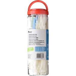 Kabelbinder-Set mit 650 Stück in wiederverschließbarer Box für Hobby und Haushalt.