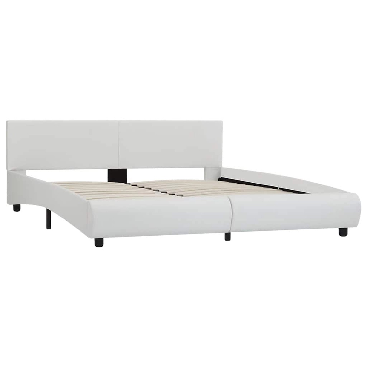 vidaXL Bettgestell mit LED Weiß Kunstleder 180x200 cm 285491 günstig online kaufen