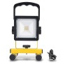 LED Arbeitsleuchte aufladbar, 700 Lumen, schwarz-gelb, mit USB-Kabel.
