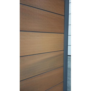 GartenLand WPC Zaun XL Ameland Exclusive Co-ex ca. 180 x 180 cm Sichtschutz Steckzaun Mahagoni Multic. mit Zwischen- und Abschlussleiste Anthrazit