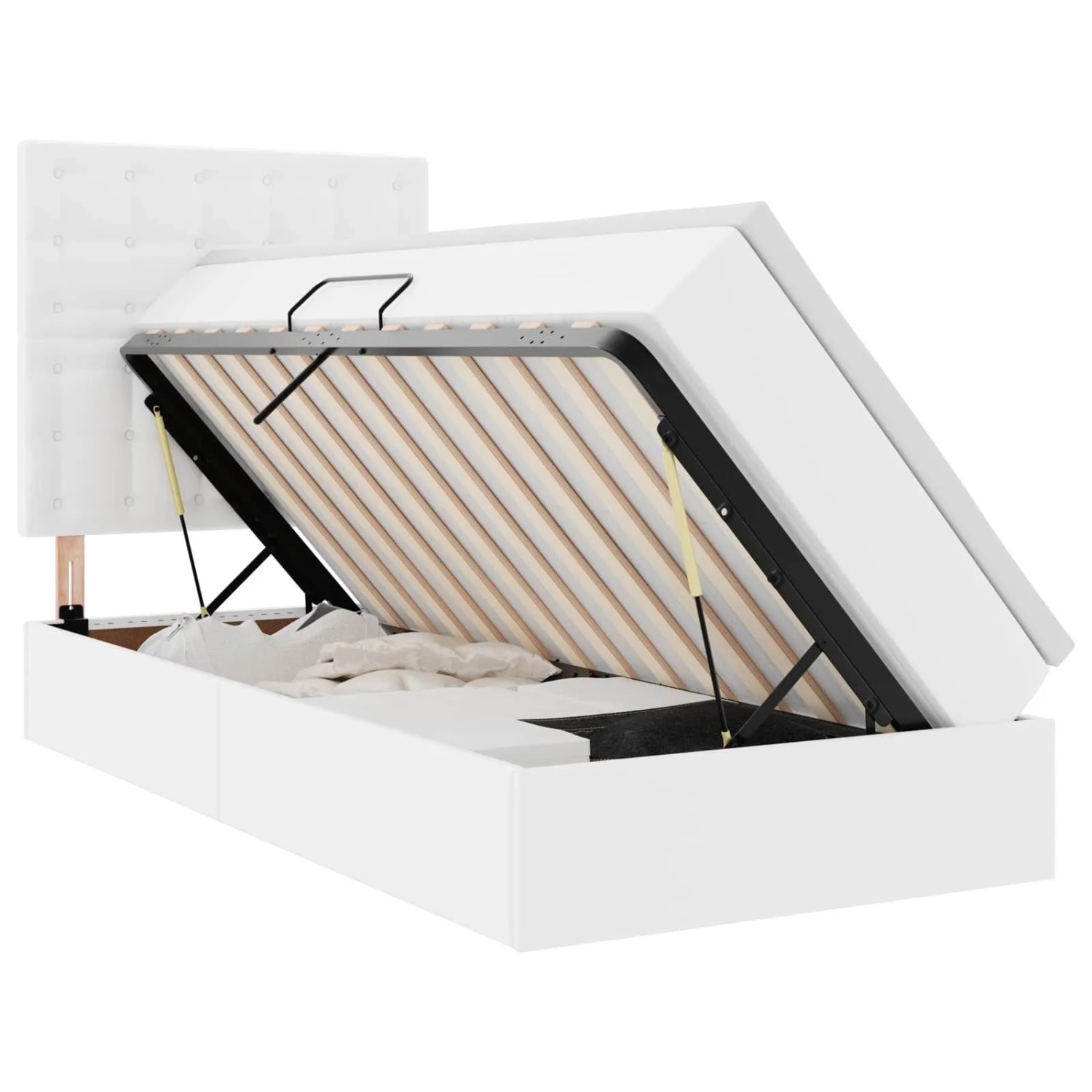 vidaXL Bett mit Stauraum und LED Reinweiß 100 x 200 cm Kunstleder 3372290