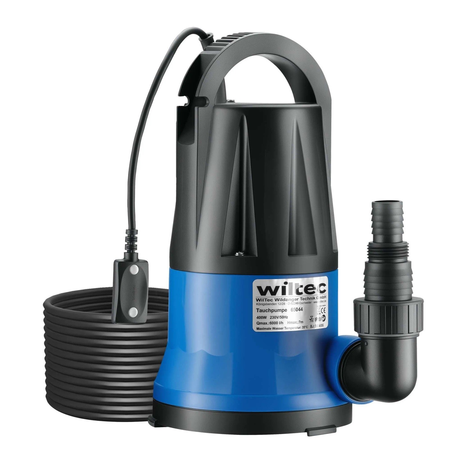 Wiltec Tauchpumpe 400W 6000L/H Schmutzwasserpumpe Flachsaugpumpe Für Keller