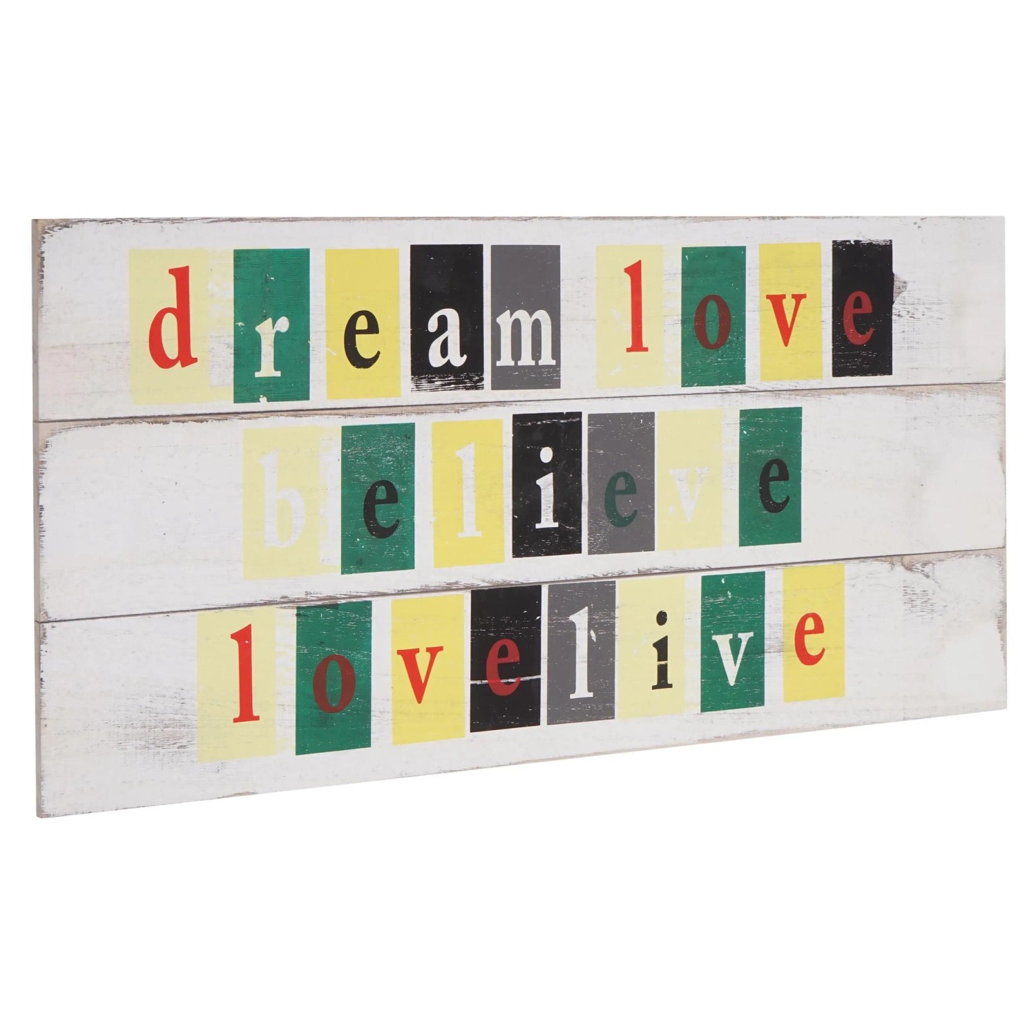 MCW Wandschild Love-Life Shabby-Look Vintage mit 3 Haken 30x60cm
