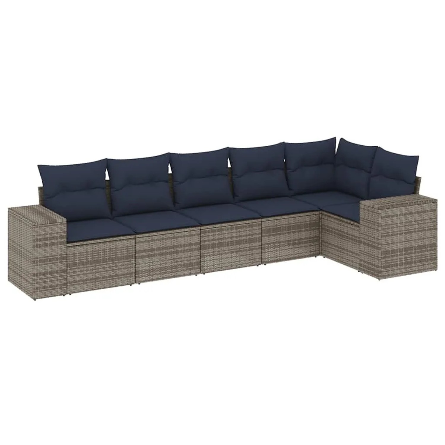 vidaXL 6-Tlg Gartensofa-Set mit Kissen Grau Polyrattan 3222590 günstig online kaufen