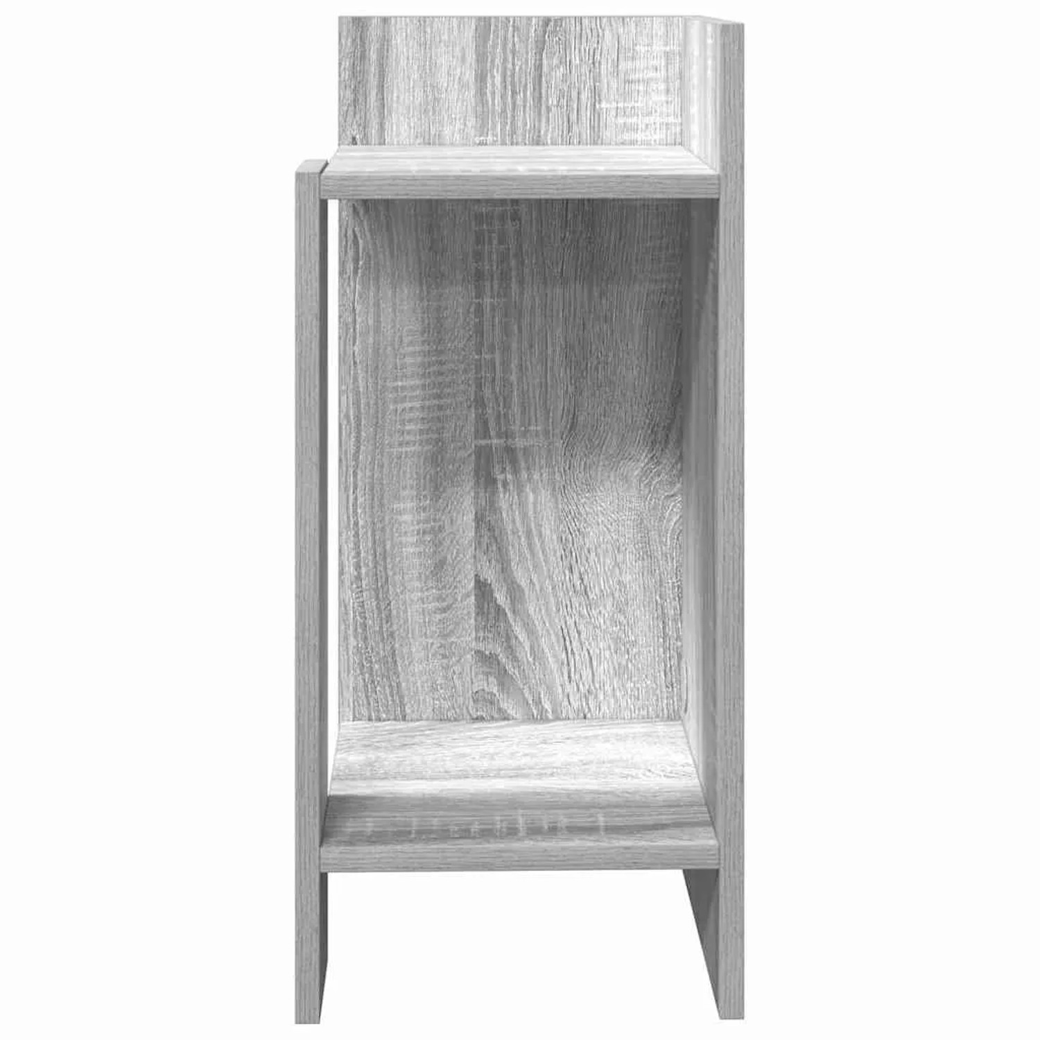 Grauer Sonoma Beistelltisch aus Holzwerkstoff mit zwei Ablagen. Modernes Design, Teil eines 2er-Sets.