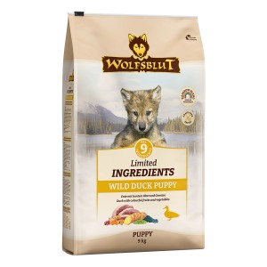 Wolfsblut Hunde-Trockenfutter Wild Duck Puppy, 9kg. Getreidefreies Futter mit Ente und Gemüse für Welpen.