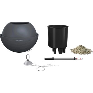 Lechuza Bola Color 32 Hängeampel, schiefergrau, Ø 32cm, mit Zubehör wie Pflanzeinsatz, Substrat und Aufhängung.