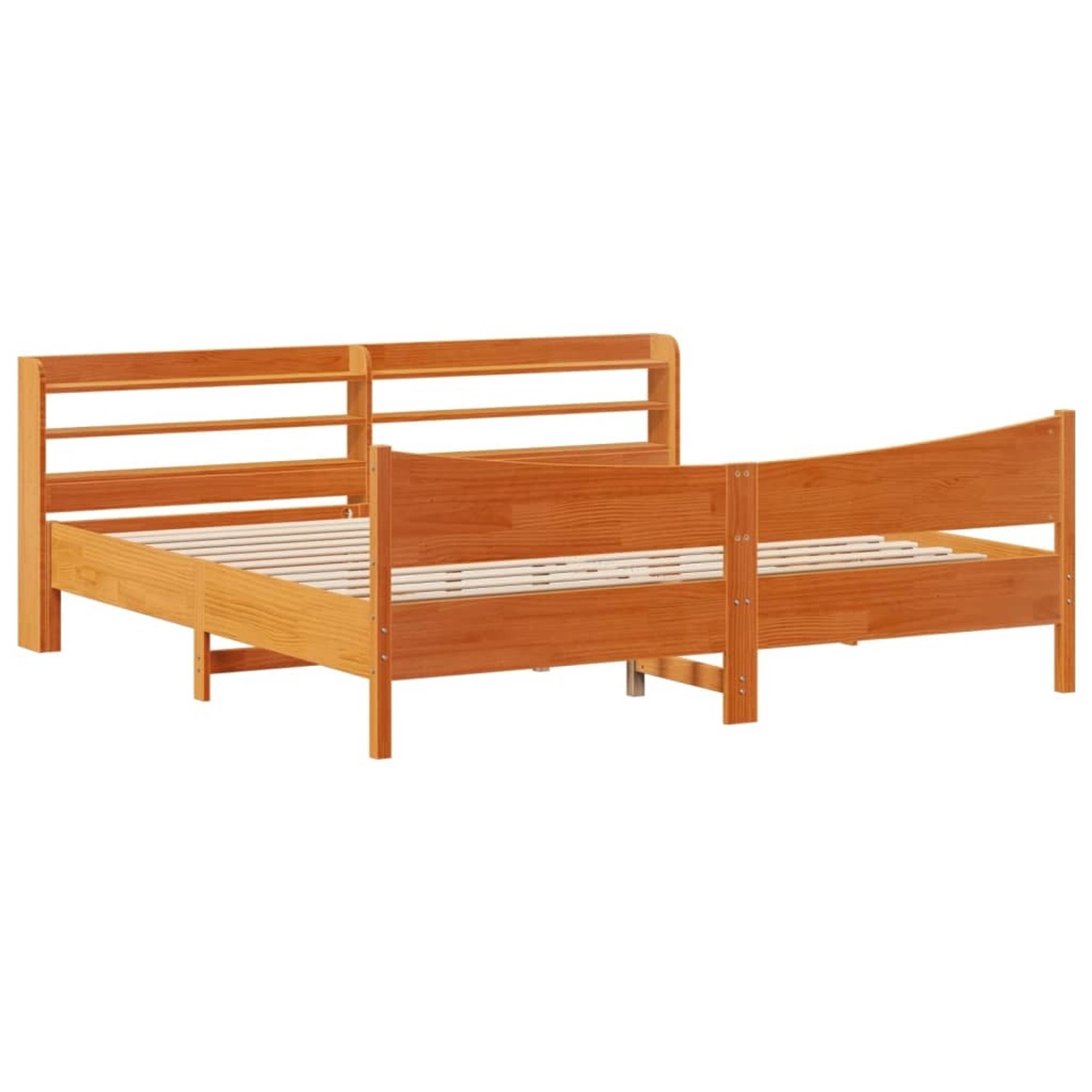 vidaXL Massivholzbett mit Kopfteil Wachsbraun 200x200 cm Kiefer 3307034 günstig online kaufen