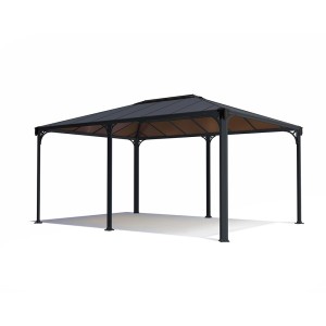 Palram Canopia Martinique Pavillon 3.6x4.9m in Anthrazit mit LED-Set für den Garten.