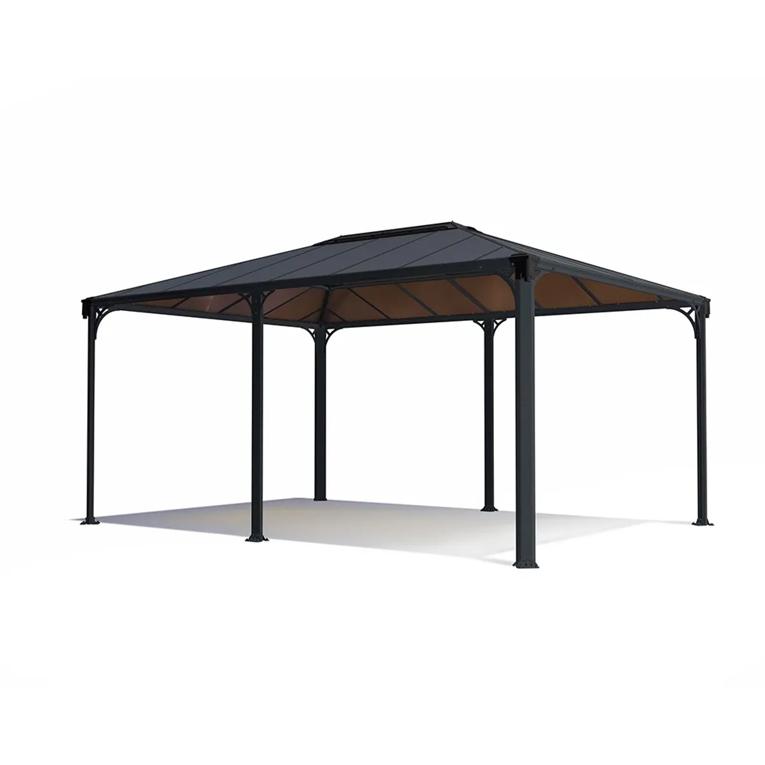 Palram Canopia Martinique Pavillon 3.6x4.9m in Anthrazit mit LED-Set für den Garten.