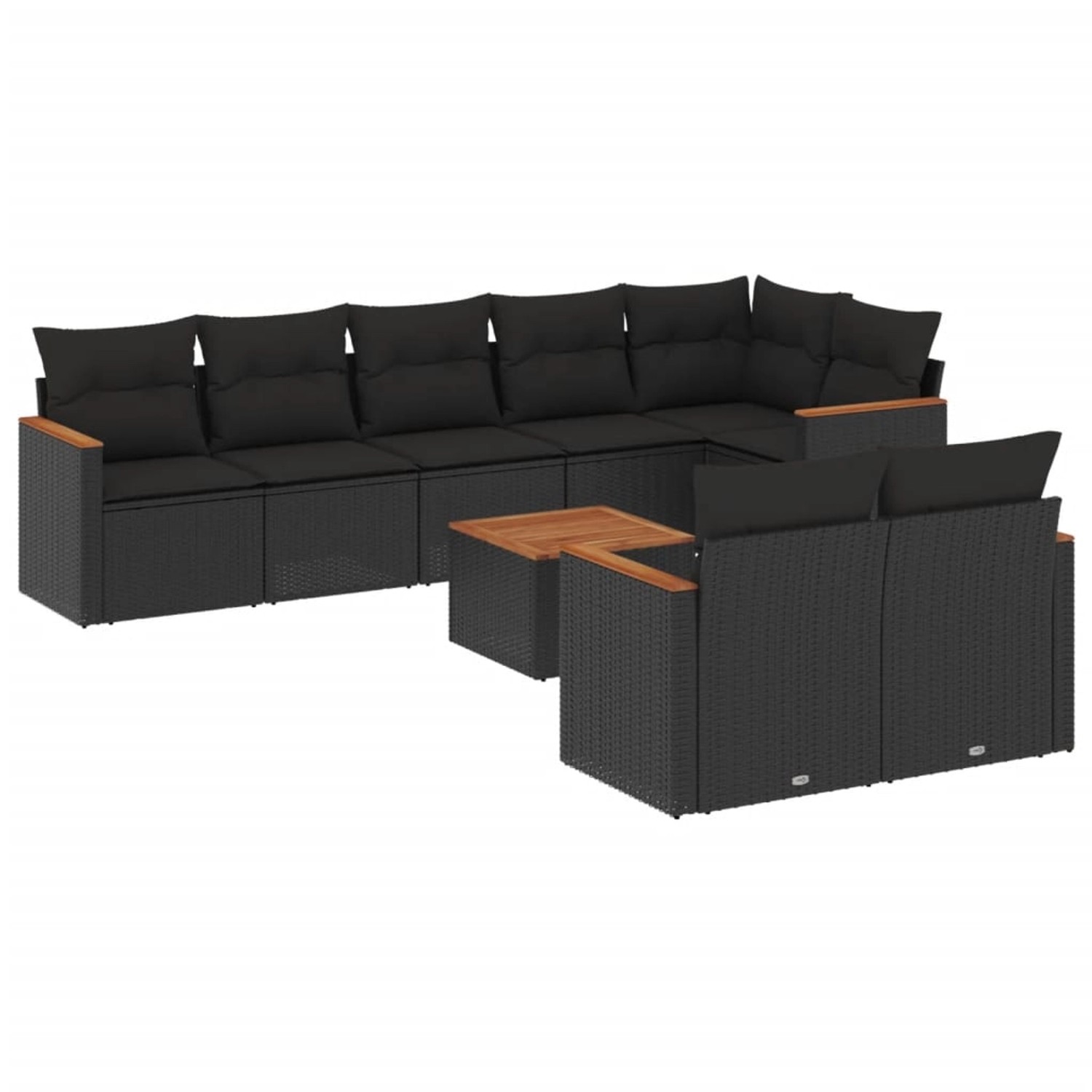 vidaXL 9-tlg Garten-Sofagarnitur mit Kissen Schwarz Poly Rattan Modell 145 günstig online kaufen