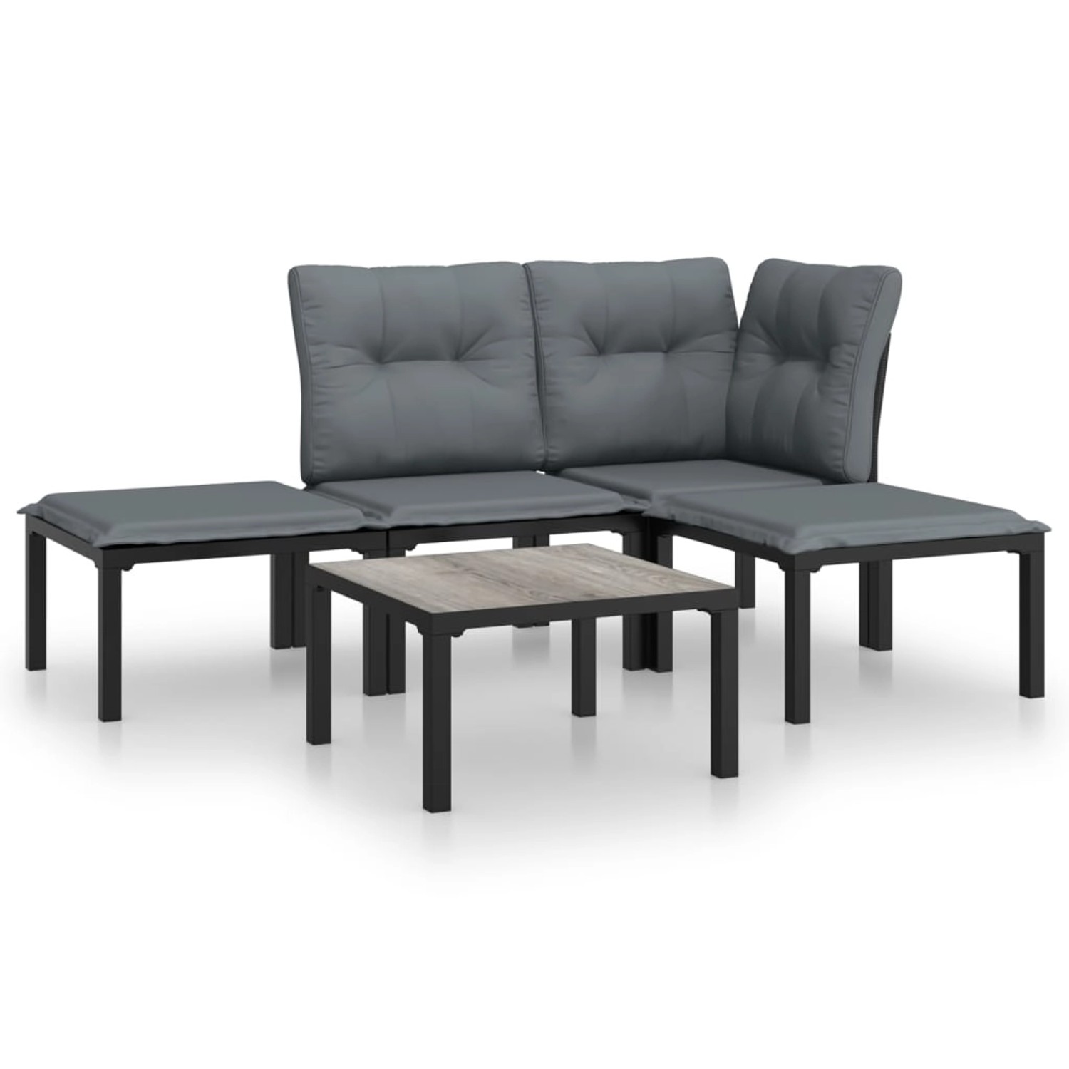 Vidaxl 5-tlg. Garten-lounge-set Schwarz Und Grau Poly Rattan günstig online kaufen