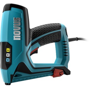 Novus Elektrotacker J-150 in Türkis/Schwarz. Elektro Tacker für Stoffe und Gewebe.