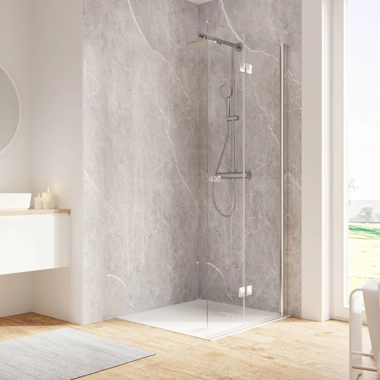 Schulte Duschkabine Walk In Drehfalttür Garant 2.0 Rechts 120x200 cm Chromoptik