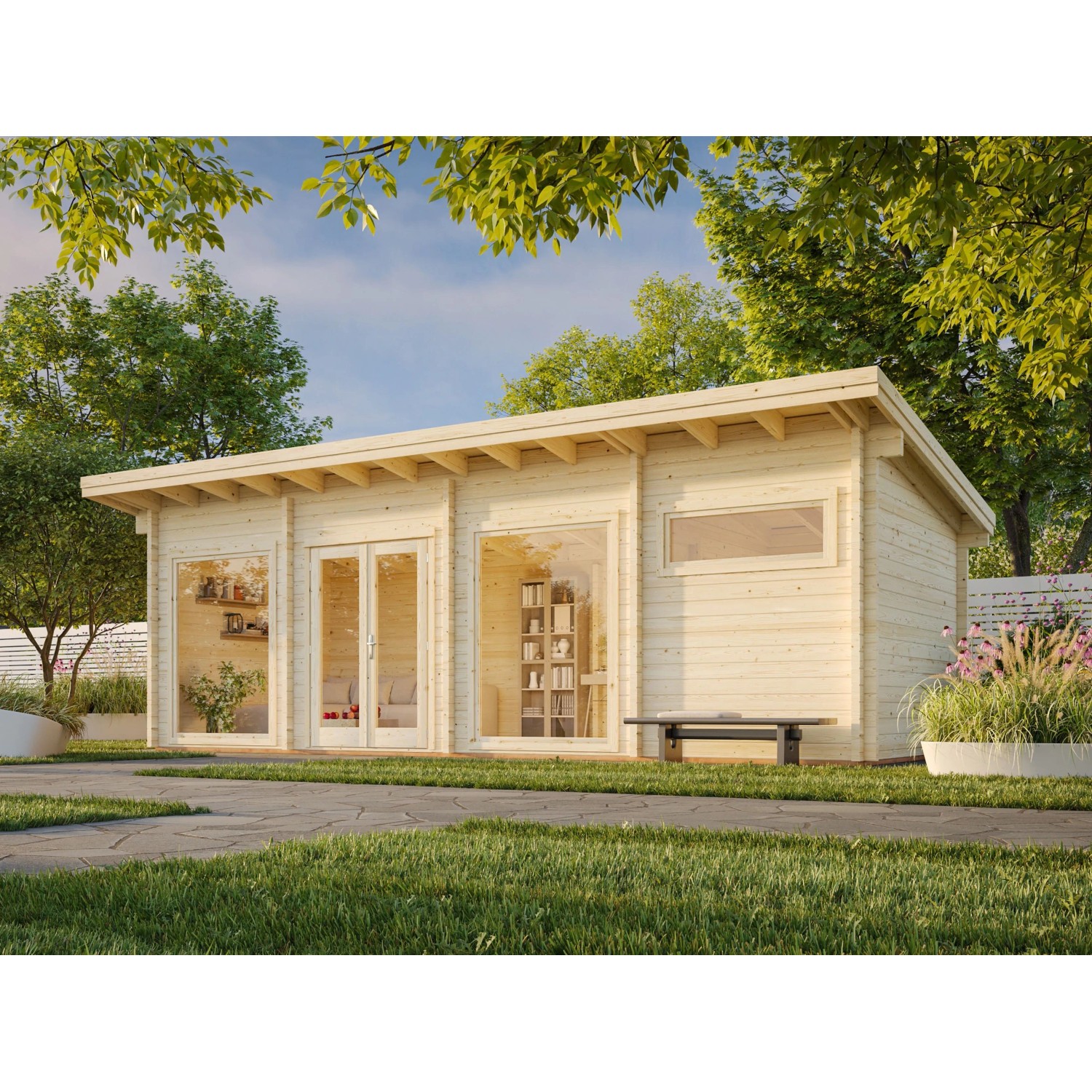 Palmako Heidi Holz-Gartenhaus Natur Pultdach Unbehandelt 300 cm