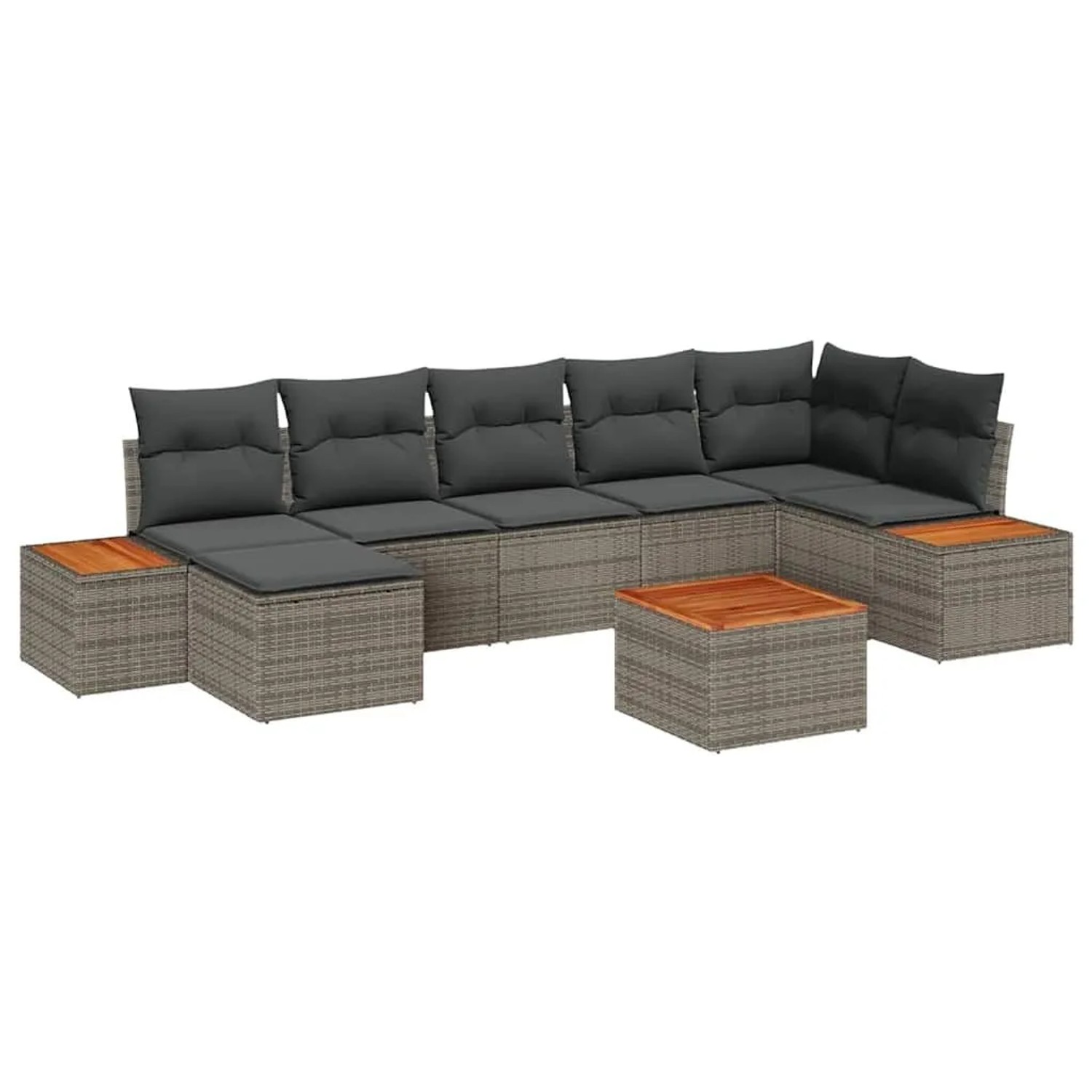 Thumbnail - vidaXL Gartensofa-Set mit Kissen mit Speicher 8 Stk Grau Polyrattan 3356804