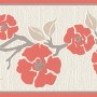 A.S. Création selbstklebende Borte mit Blumenmuster in Rot und Weiß, 5 m lang.