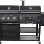 Schwarzer El Fuego Kombigrill Arizona mit 3 Brennern, Seitenbrenner, Gas- und Holzkohlefunktion.