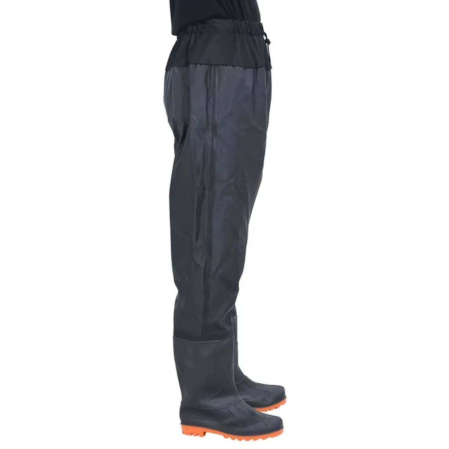Schwarze vidaXL Hüftwathose mit Stiefeln, Größe 38, für Angeln und Arbeit.