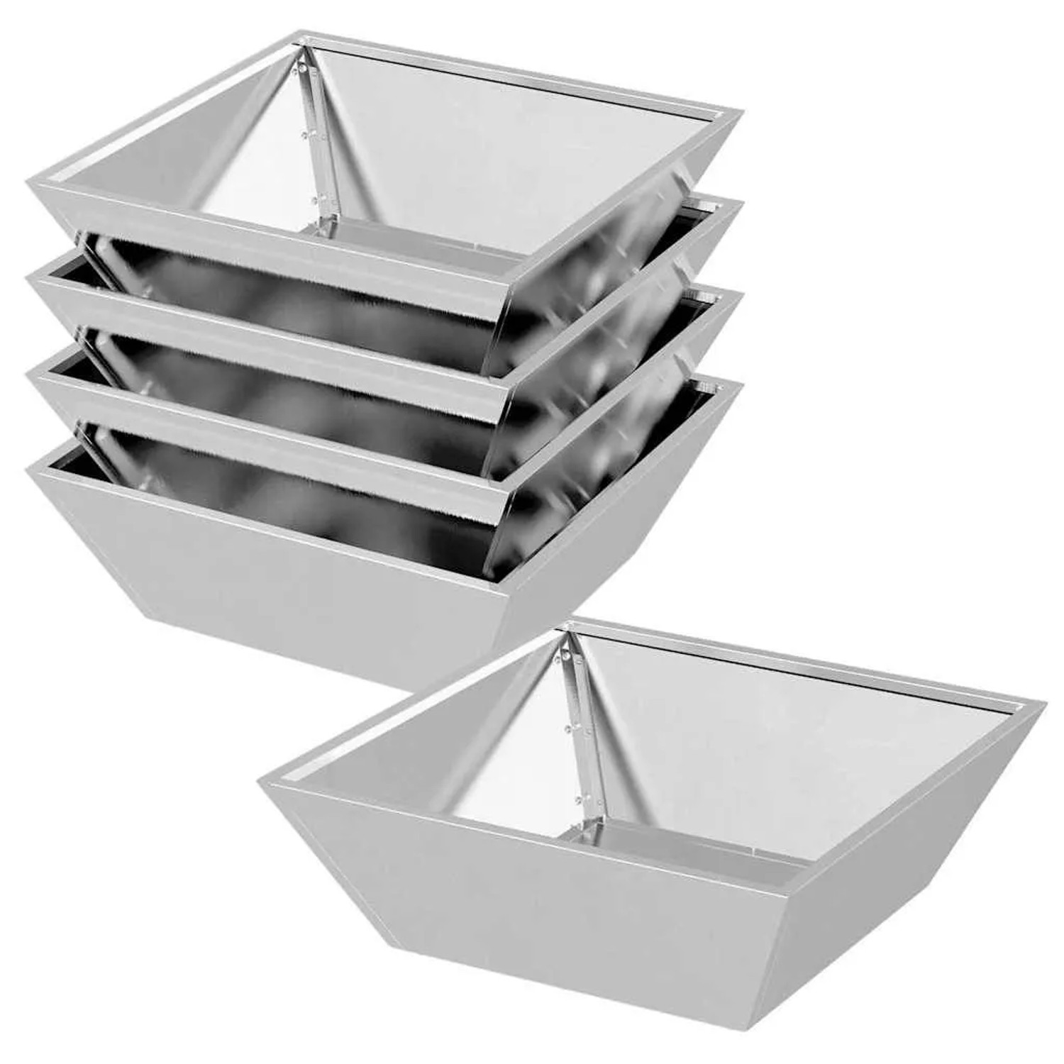 vidaXL Garten-Pflanzgefäß 5 Stk Silber 50 x 50 x 15 cm Edelstahl 873833 günstig online kaufen