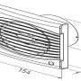 Weißer Badventilator System Ø 100 mm mit Nachlaufzeit, Schemazeichnung mit Maßen.