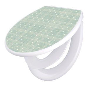 Banjado Familien WC-Sitz mit Absenkautomatik, Punkte Lindgrün. Klodeckel mit Kindersitz aus Polypropylen.
