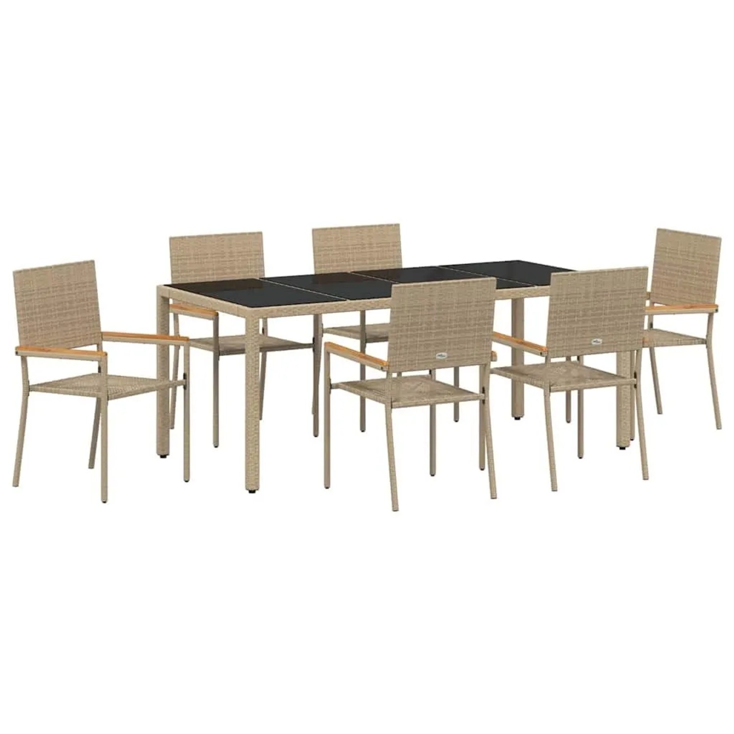 vidaXL Garten Essgruppe 7-Tlg Beige und Schwarz Poly-Rattan 3365398 günstig online kaufen